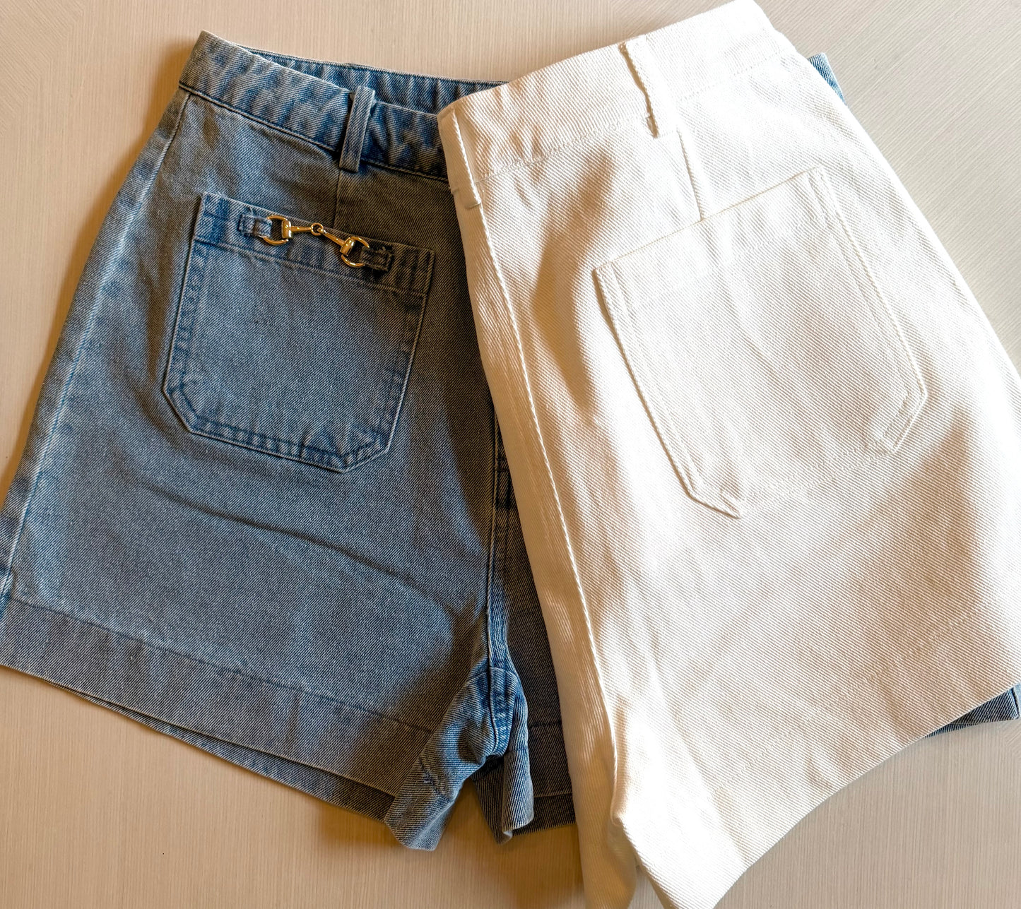 DENIM HIGH WAIST SHORT - BLUE