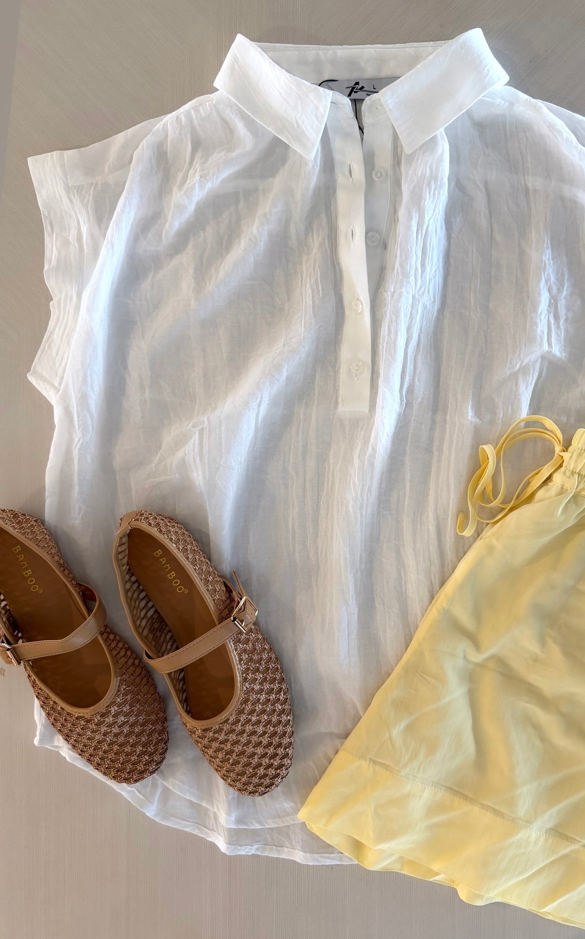 OFF WHITE SHEER COTTON SHORT SLEEVE POPOVER
BLOUSE