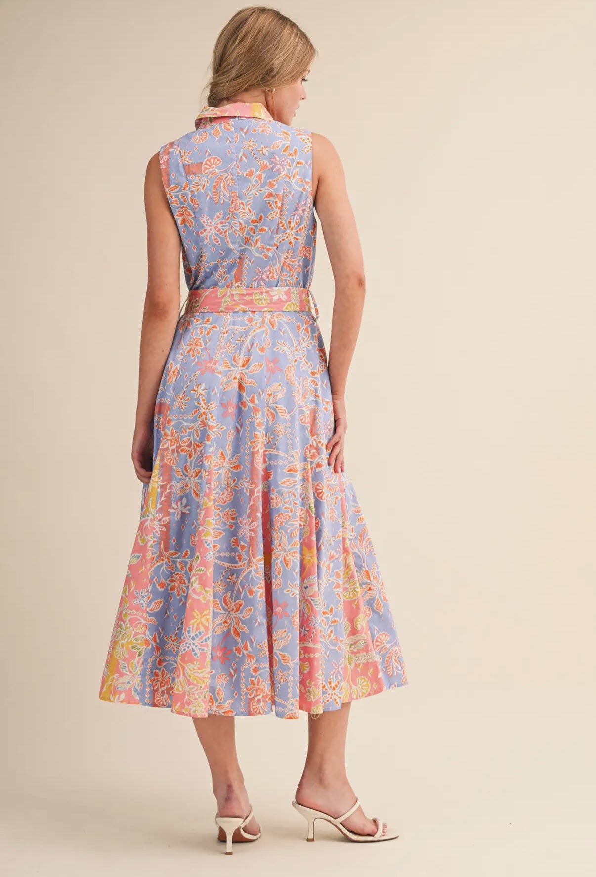 MIXED FLORAL MIDI PEACH & PERI