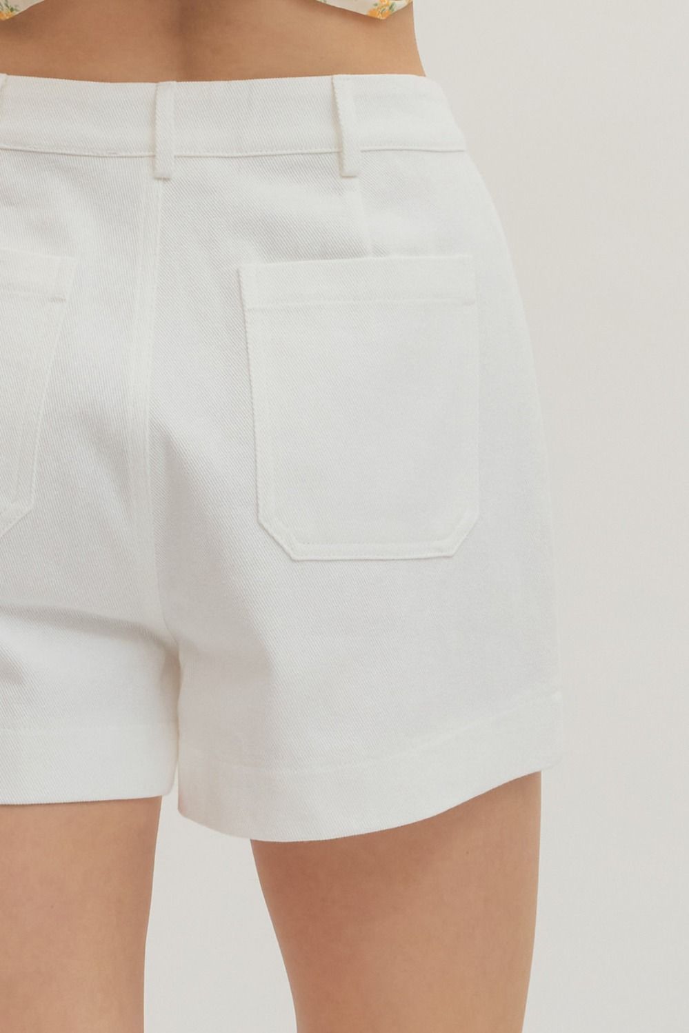 DENIM HIGH WAIST SHORT - OFF WHITE