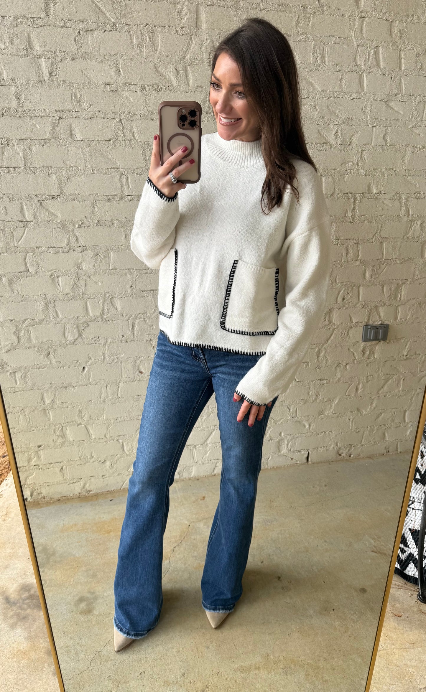 MOCK NECK STITCH SWEATER