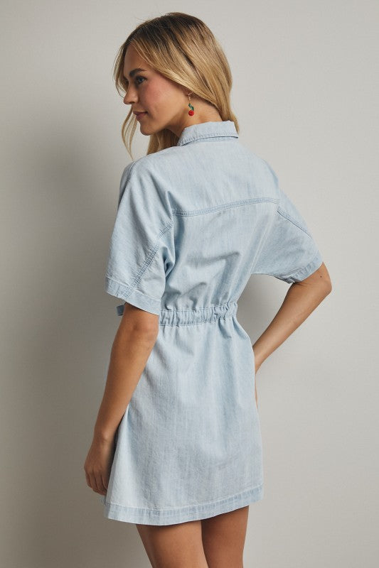 COLLARED LT DENIM MINI