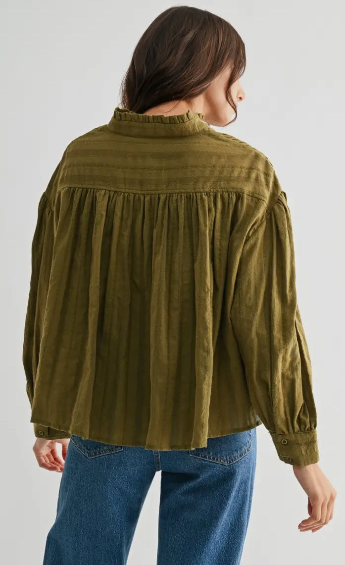 OLIVE PLEATED BLOUSE