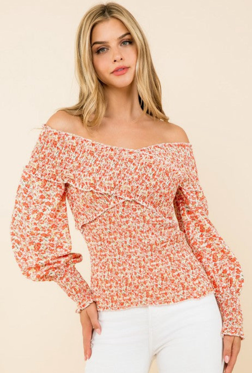 FLORAL SMOCKED TOP