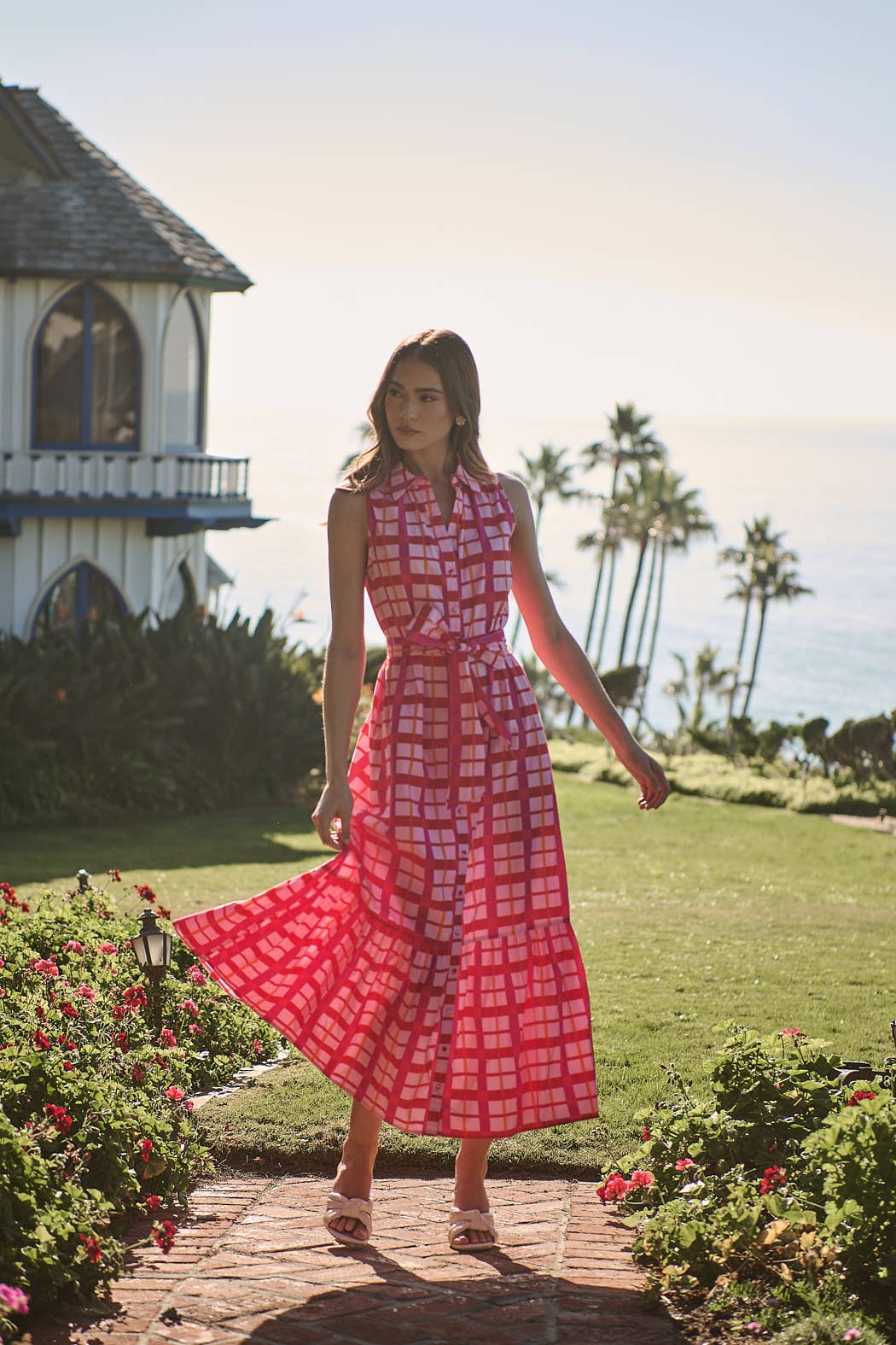 DARVY CHECKERED COLLARED MAXI