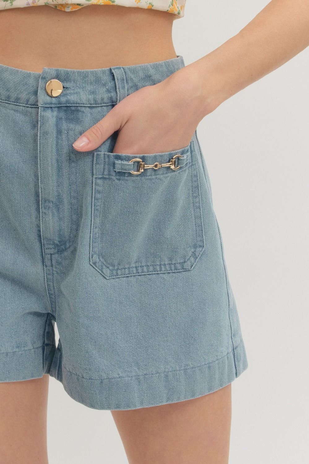 DENIM HIGH WAIST SHORT - BLUE