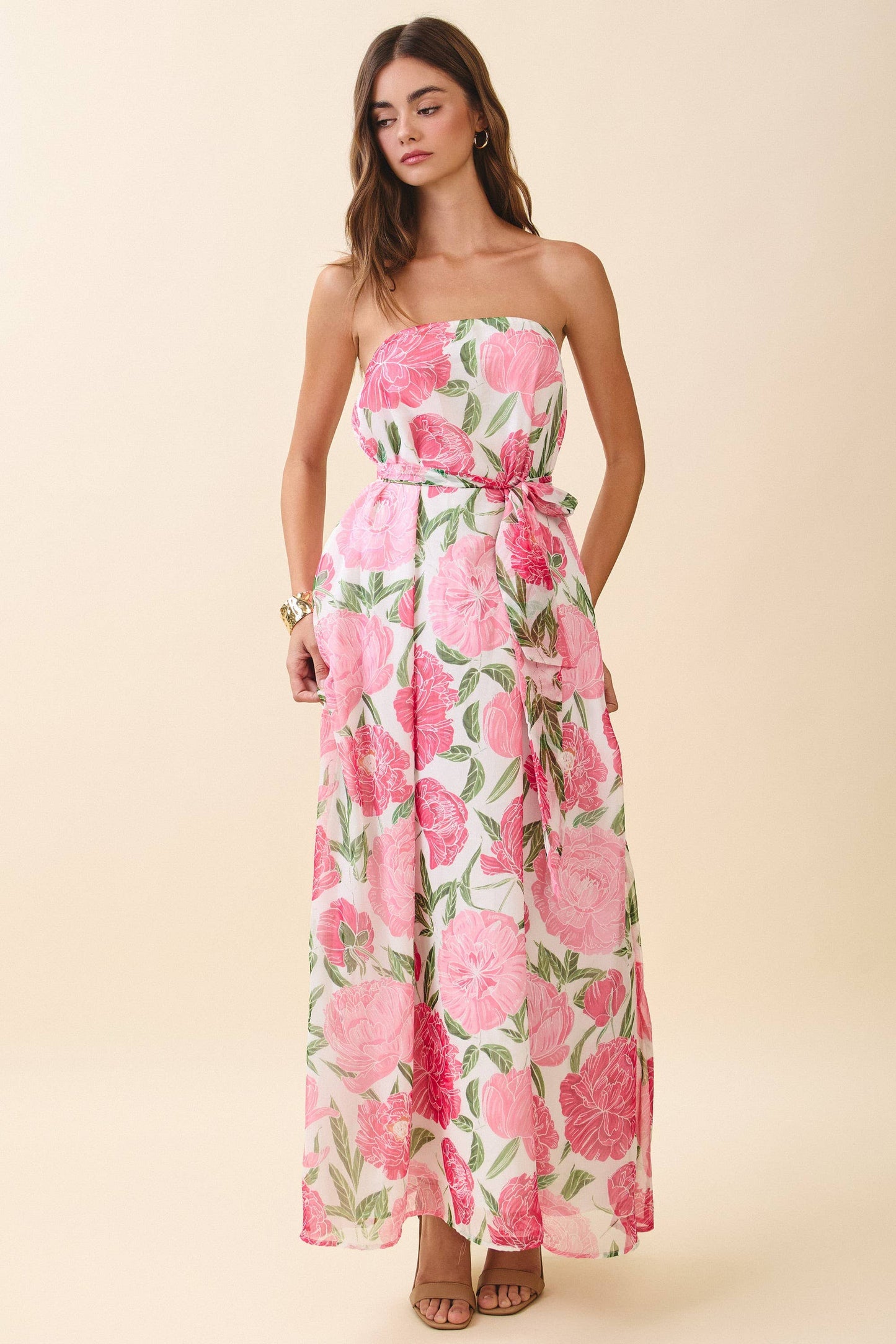 STRAPLESS FLORAL EVENT MAXI