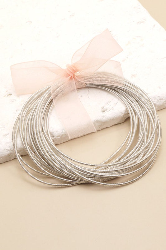 Guitar String Bracelet Set of 20 - SILVER