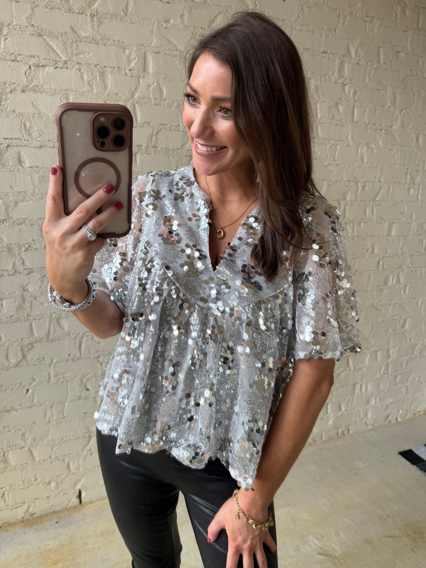 SILVER SEQUIN PARTY TOP