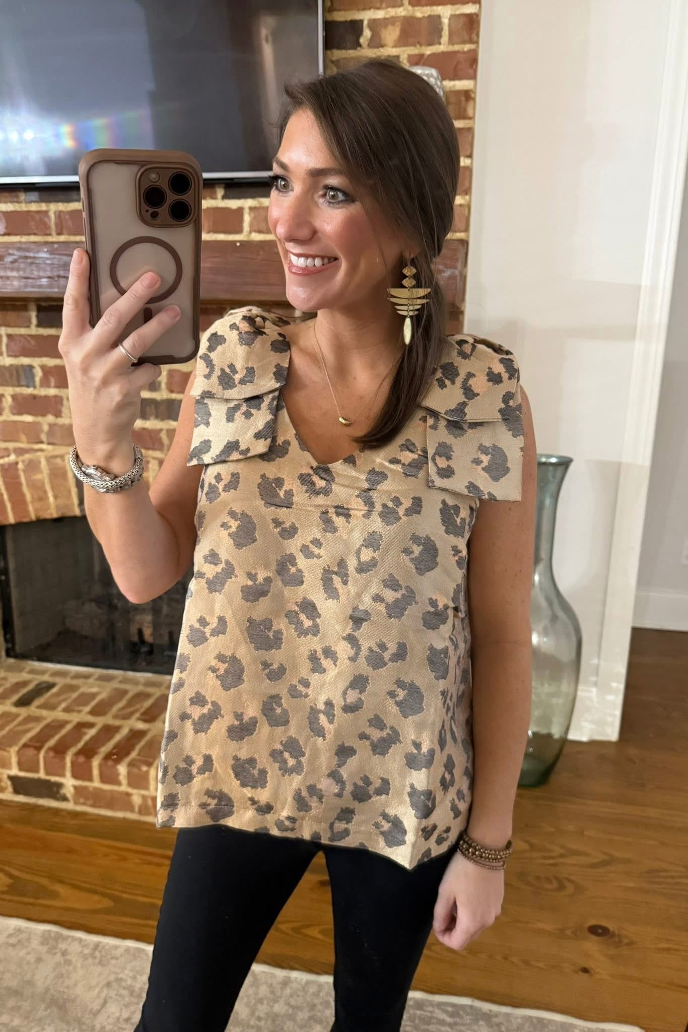 LEOPARD BOW TOP - CHAMPAGNE