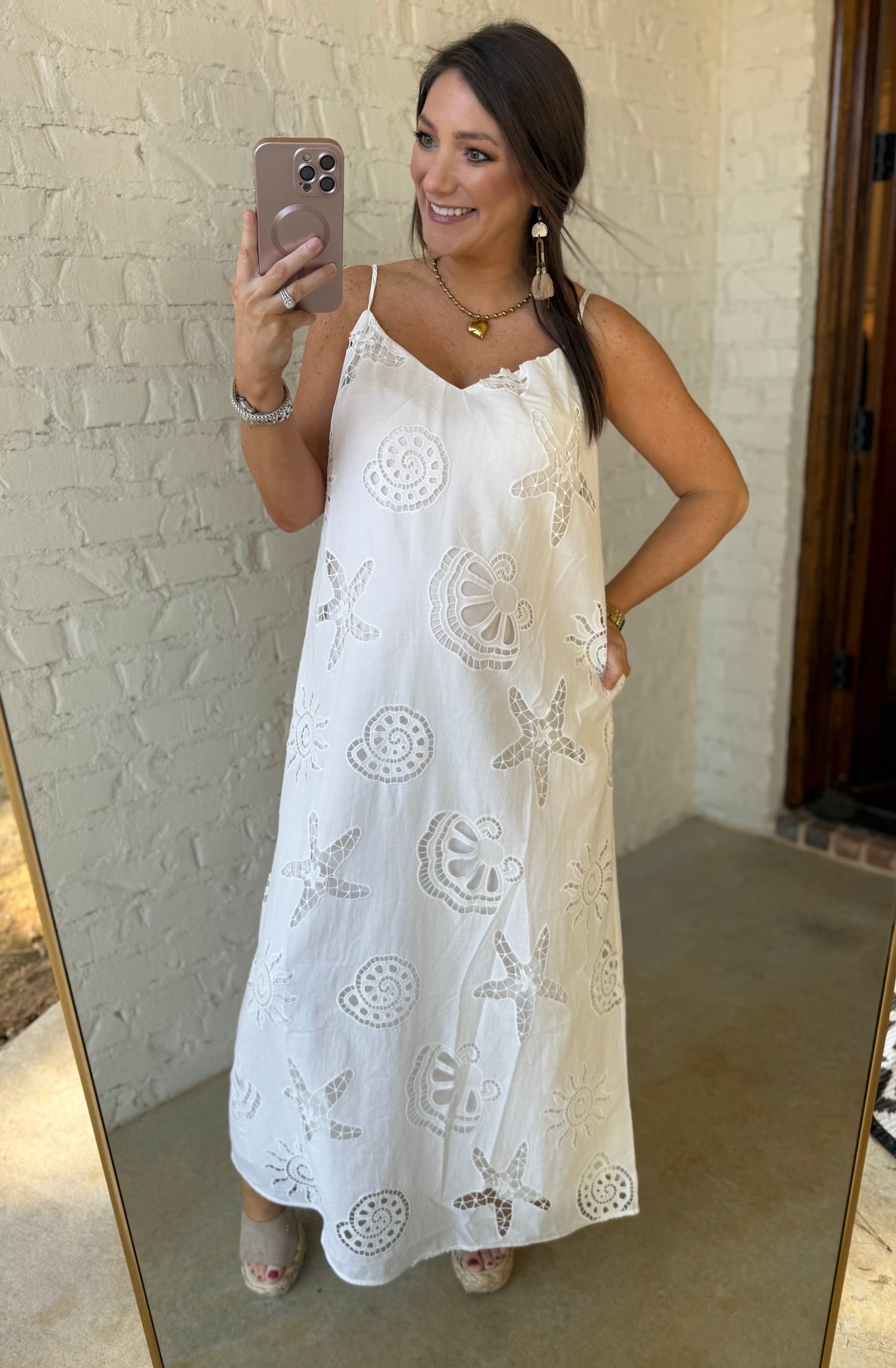 STAR FISH EMBROIDERY EYELET MAXI