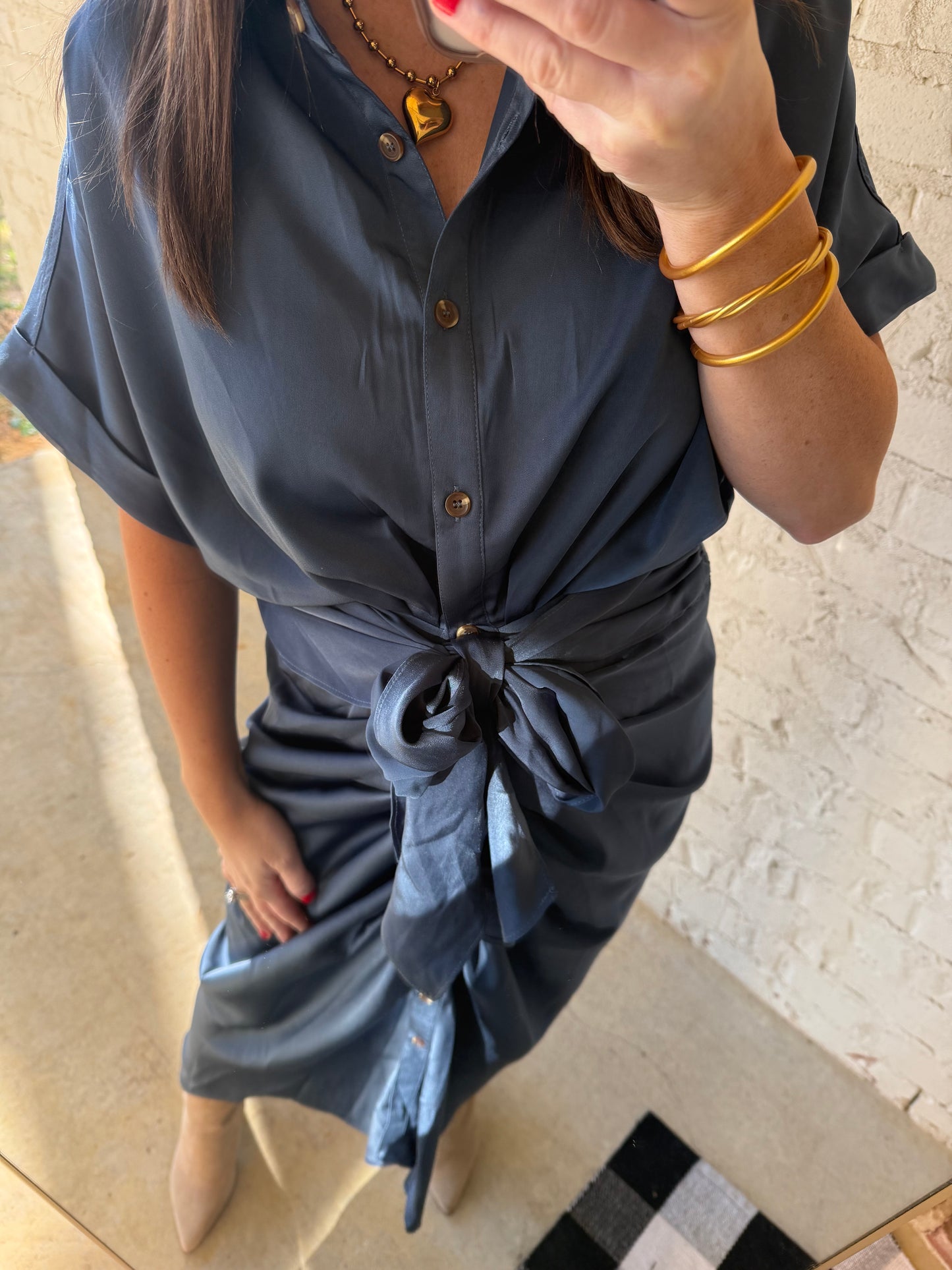 MELINDA SATIN MIDI - MIDNIGHT BLUE
