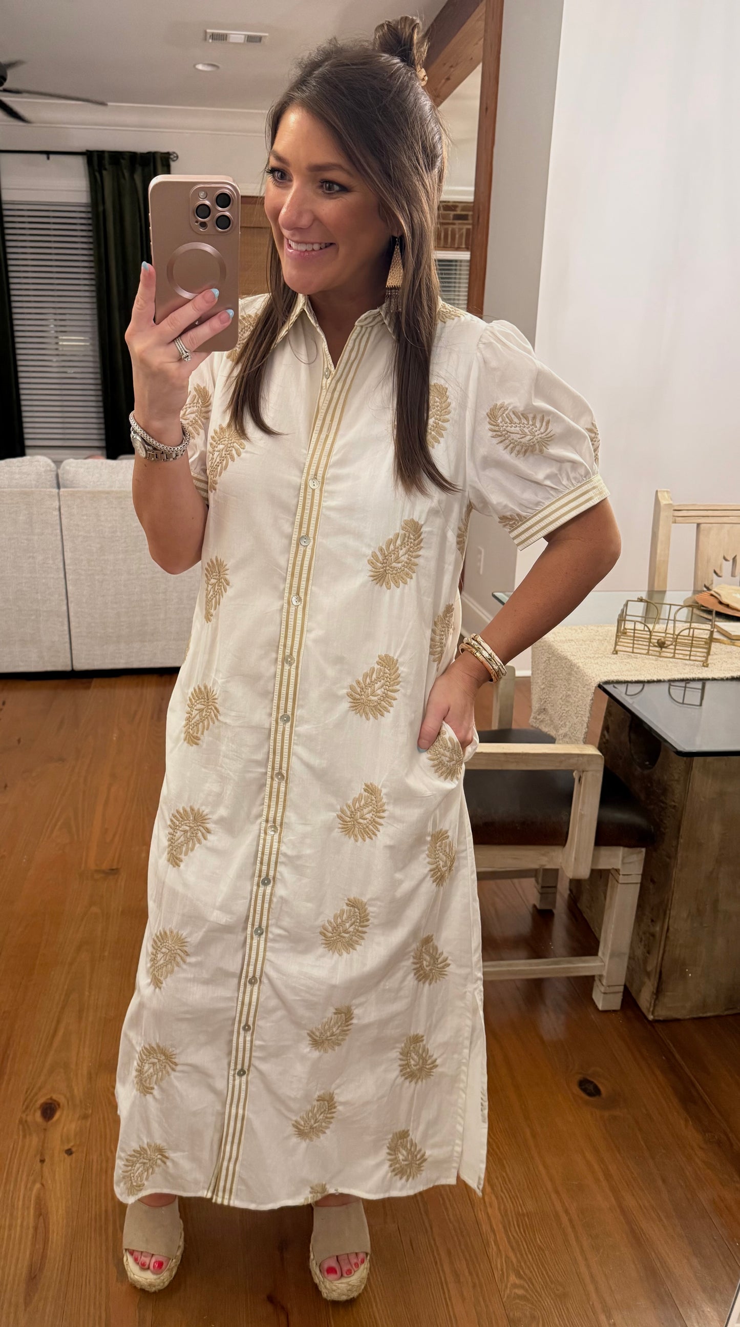 GOLDEN PALM SHIRT DRESS