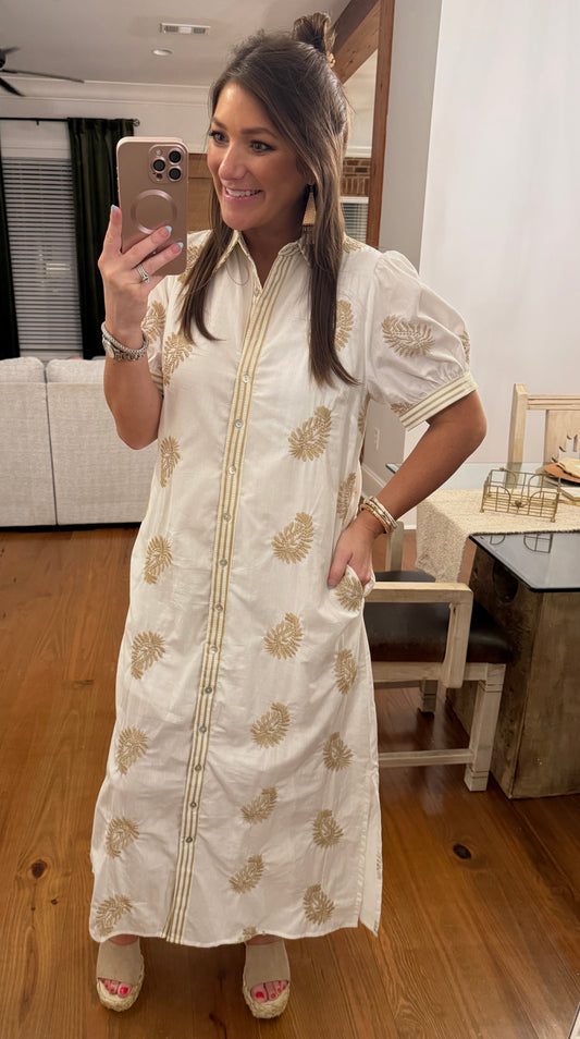 GOLDEN PALM SHIRT DRESS