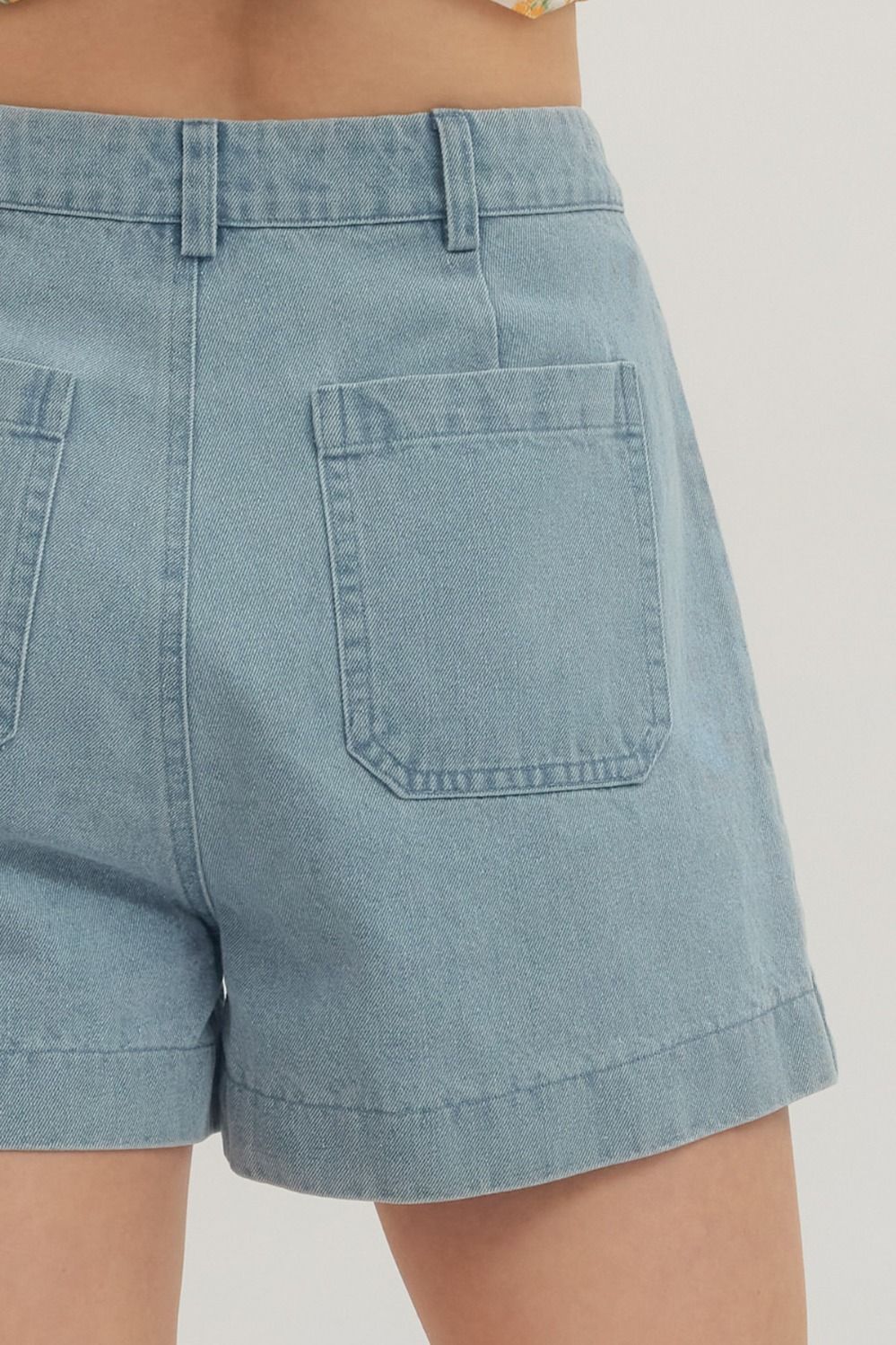 DENIM HIGH WAIST SHORT - BLUE