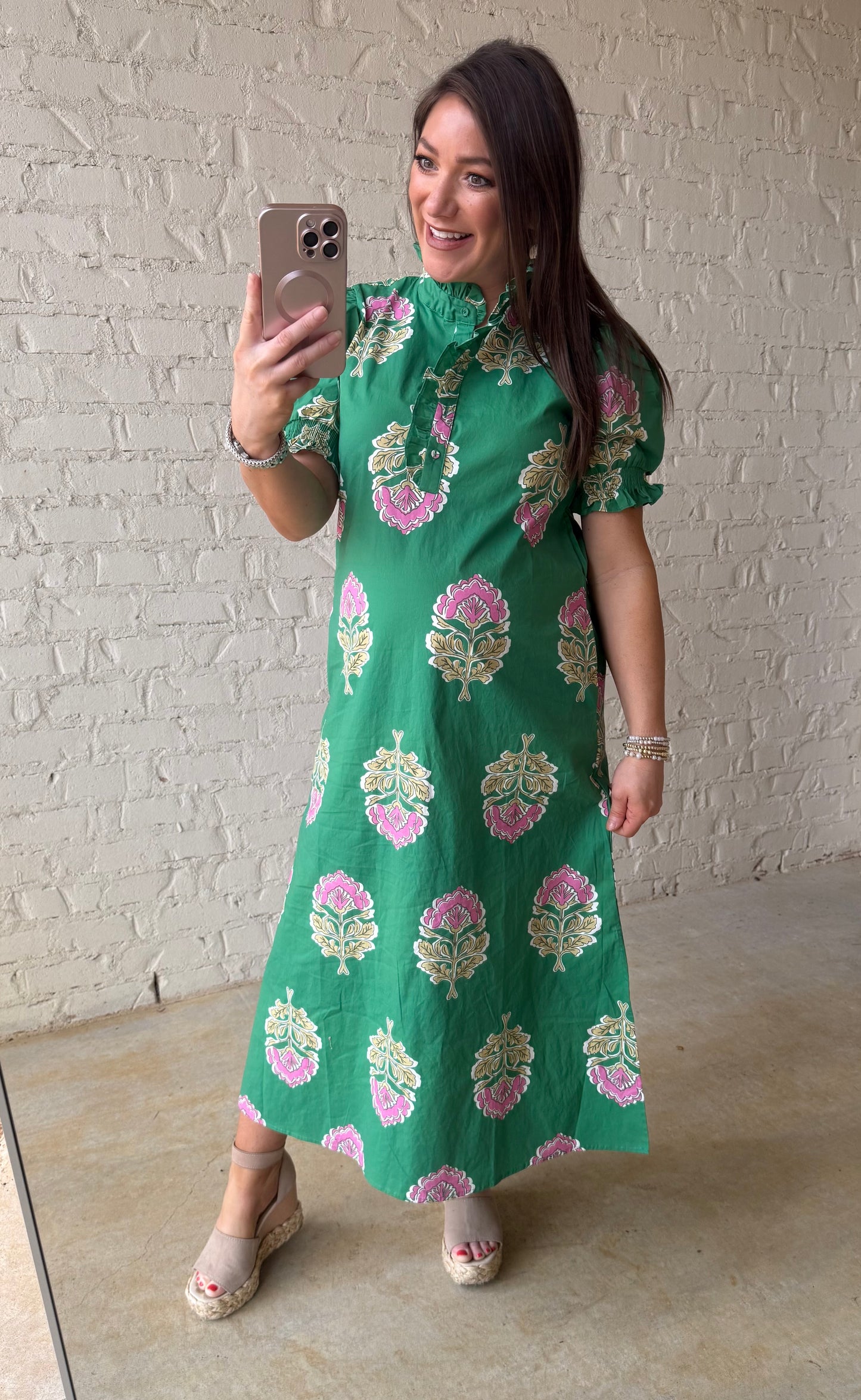 FLORAL PRINT RUFFLE COLLAR MIDI