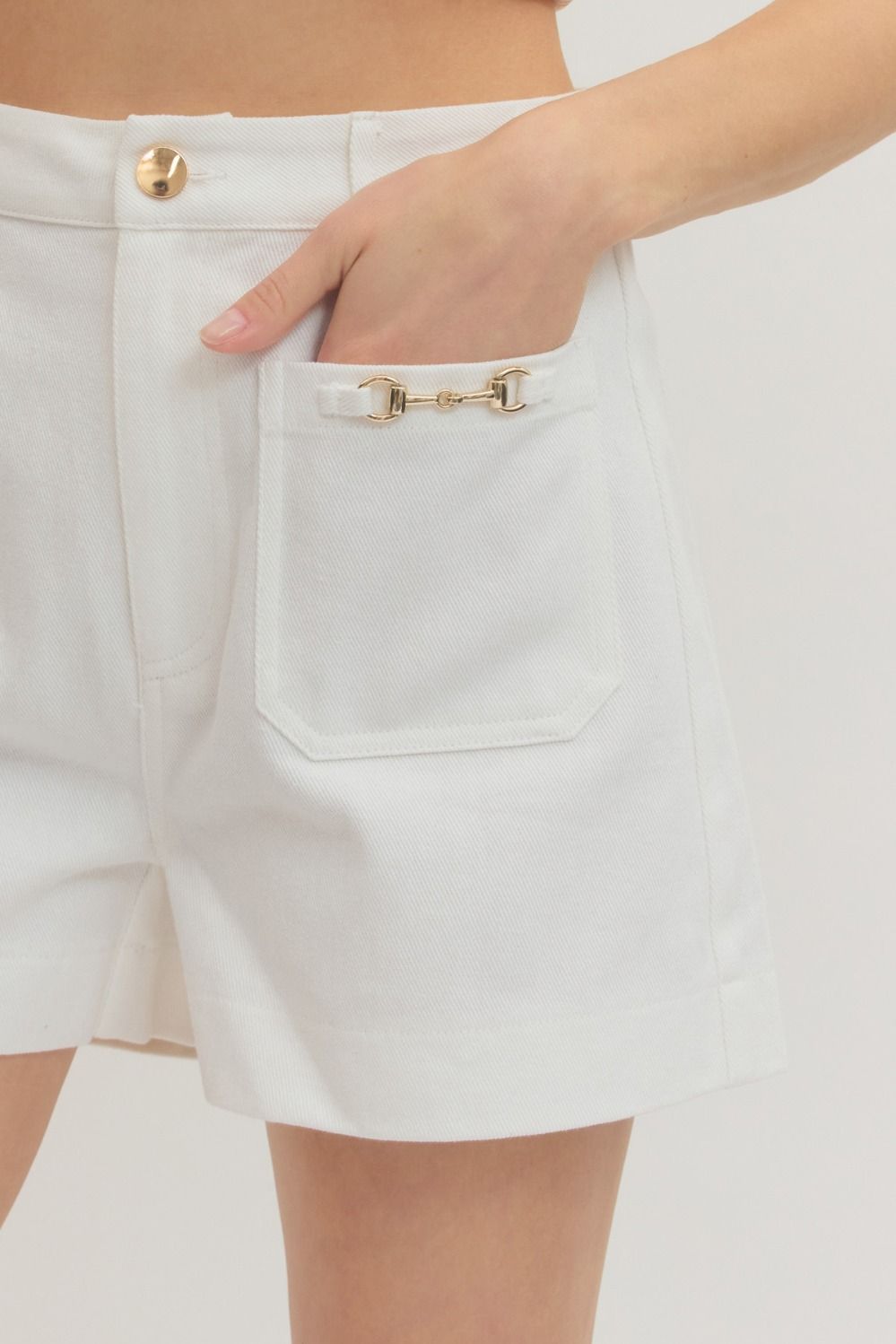 DENIM HIGH WAIST SHORT - OFF WHITE