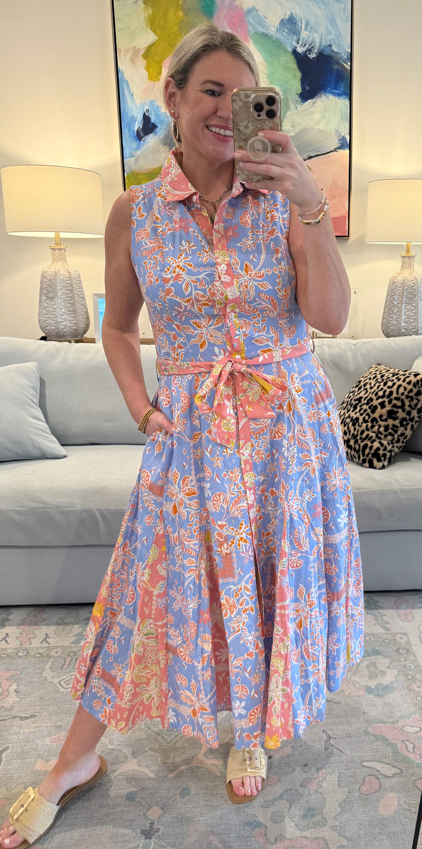 MIXED FLORAL MIDI PEACH & PERI