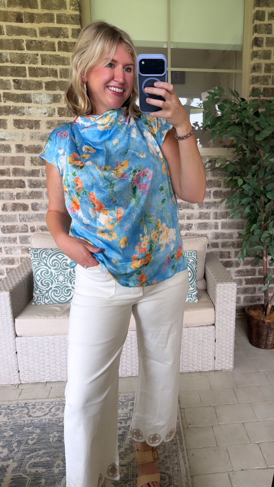 FLORAL SATIN TOP
