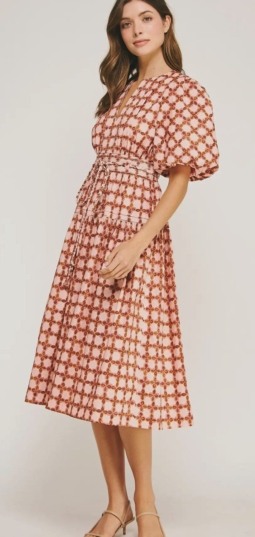 CHAINLINK CHECKERED PRINT POPLIN MIDI