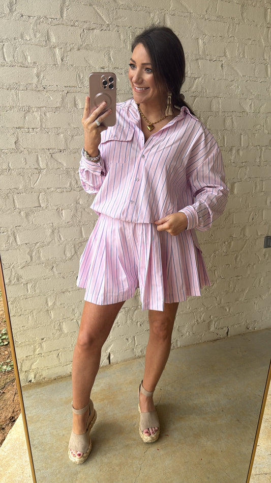 SOUTHERN CHARM STRIPE SHORT SET