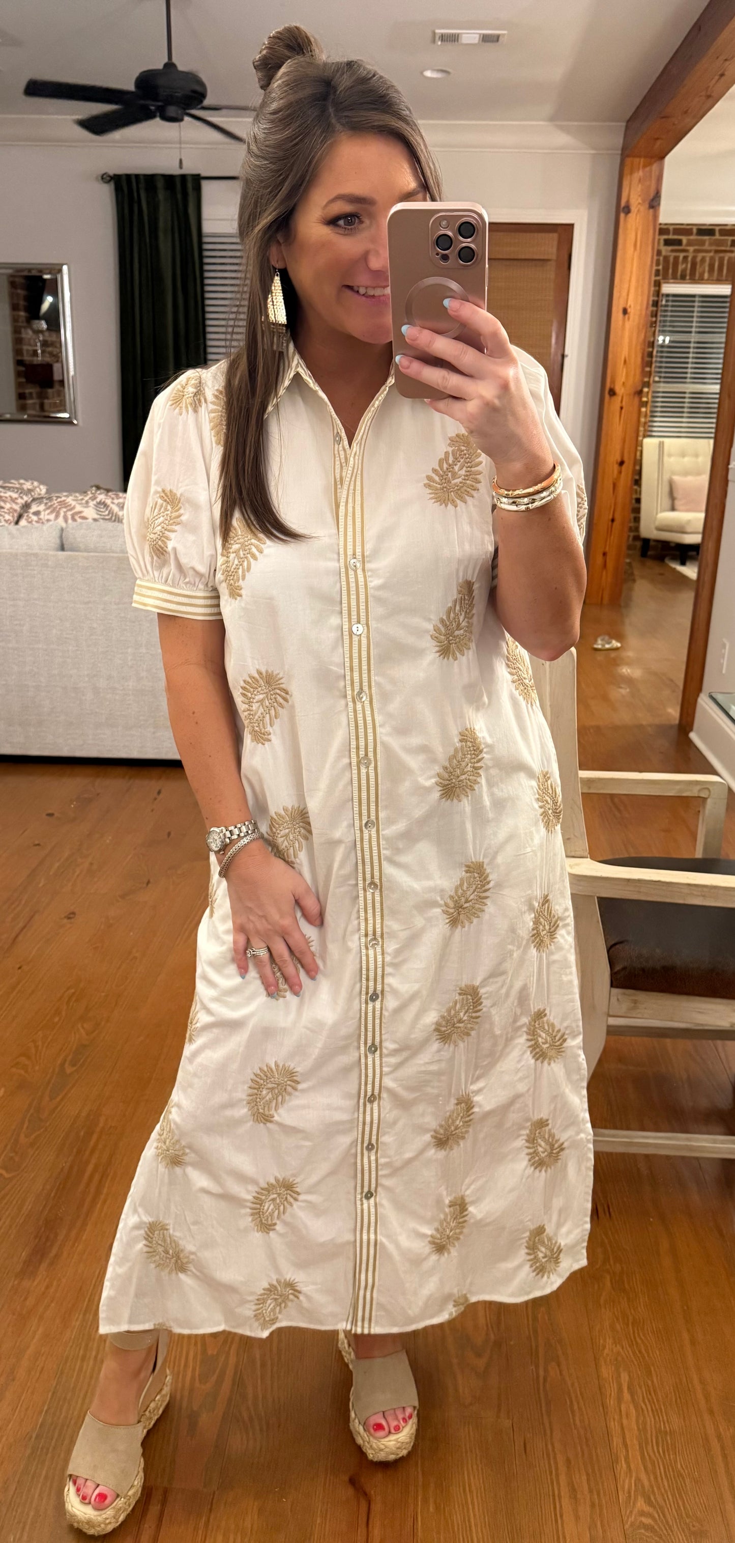 GOLDEN PALM SHIRT DRESS