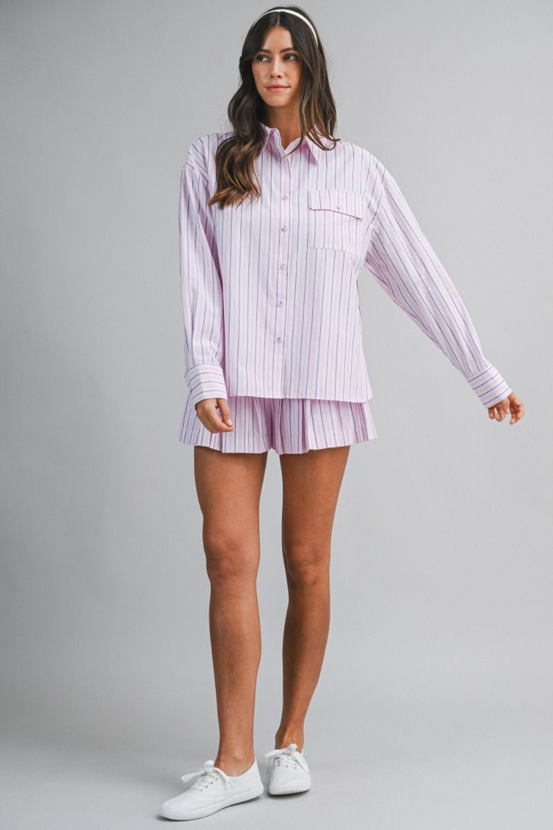 SOUTHERN CHARM STRIPE SHORT SET