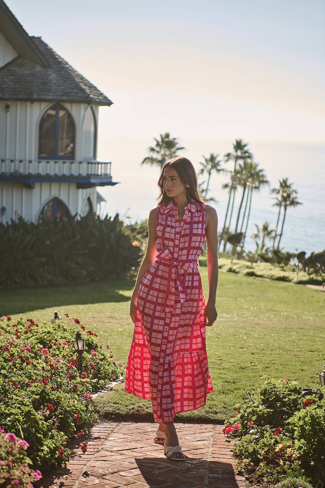 DARVY CHECKERED COLLARED MAXI