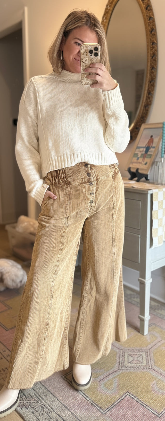 MOCK NECK CREAM SWEATER