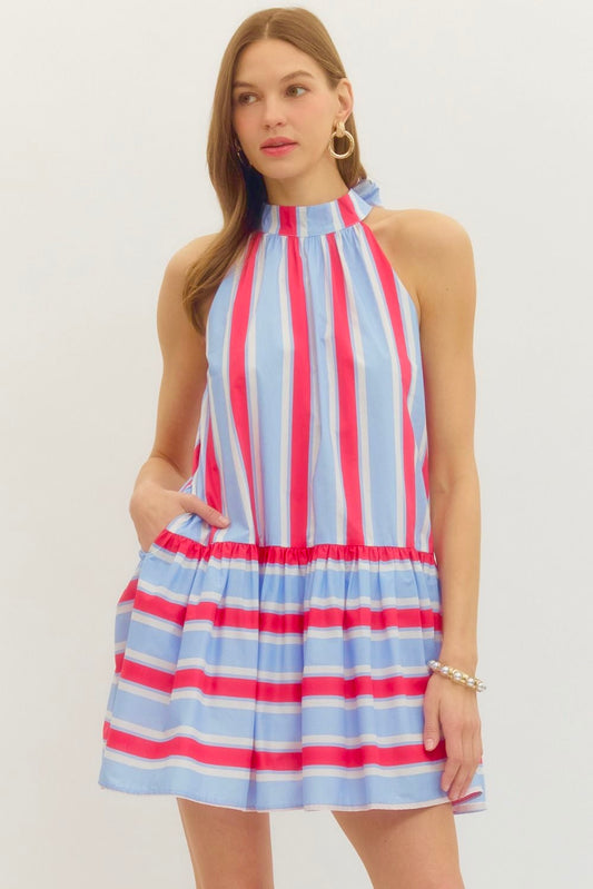 RED & BLUE HALTER MINI