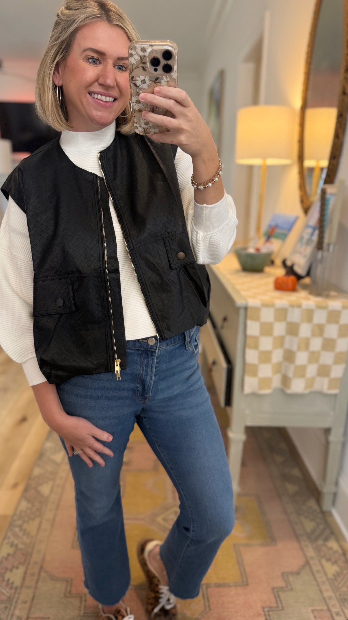OVERSIZED VEST  - LEATHER BLACK