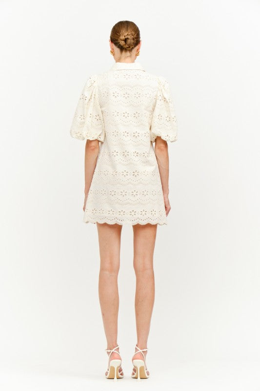 CARMINE EYELET DRESS
