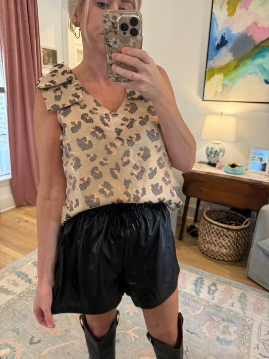 LEOPARD BOW TOP - CHAMPAGNE