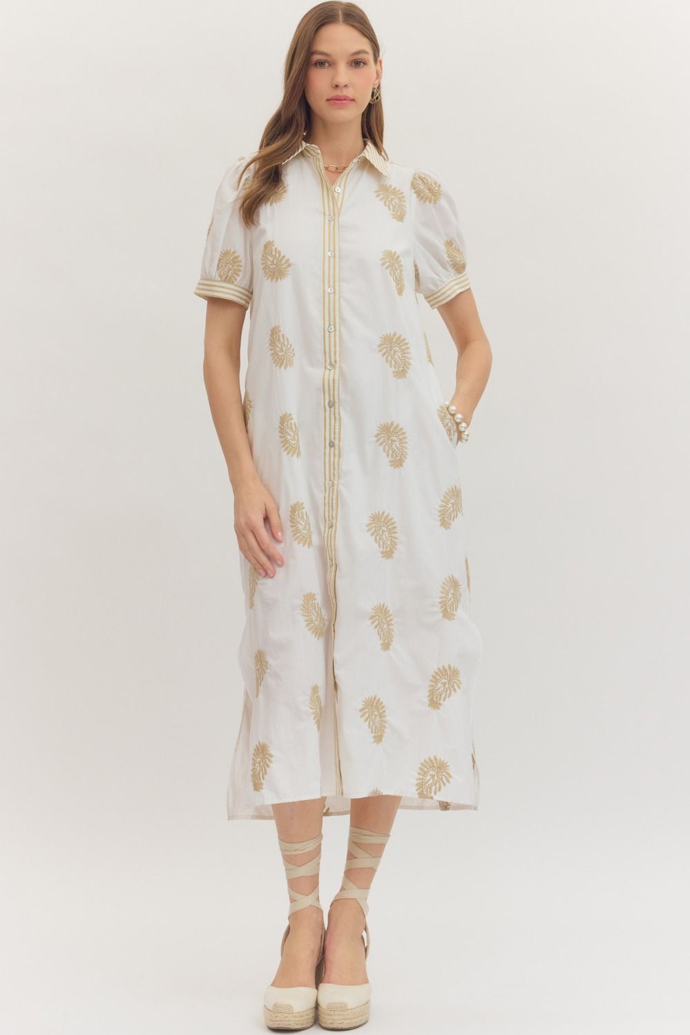 GOLDEN PALM SHIRT DRESS