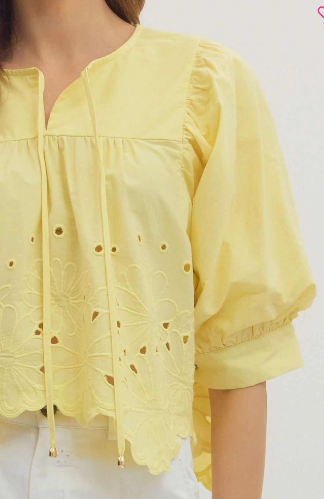 YELLOW EYELET BLOUSE
