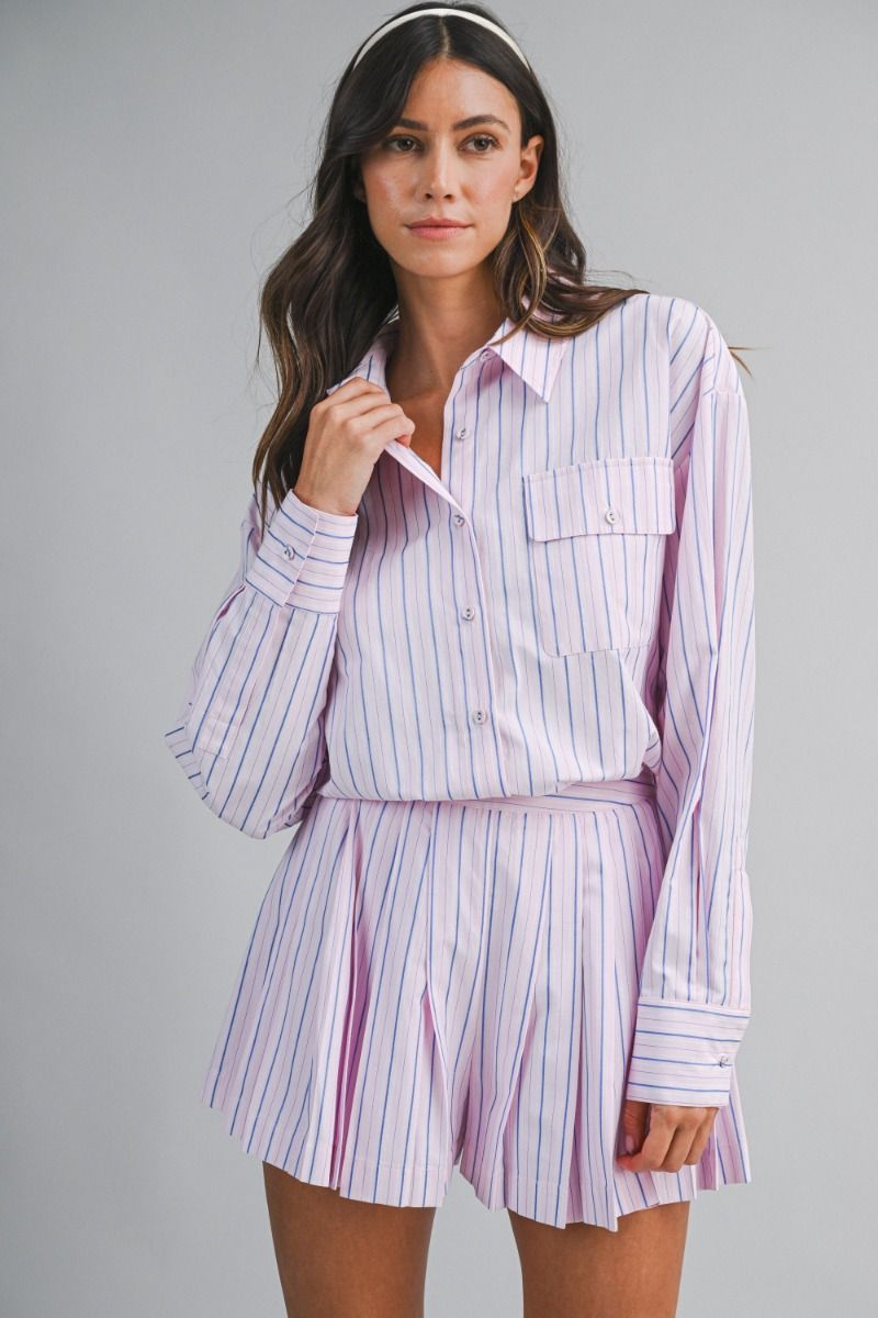 SOUTHERN CHARM STRIPE SHORT SET