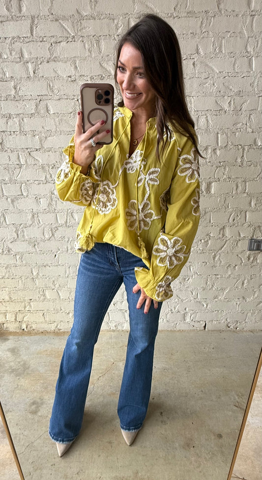 LEMON LIME PATCHWORK BLOUSE