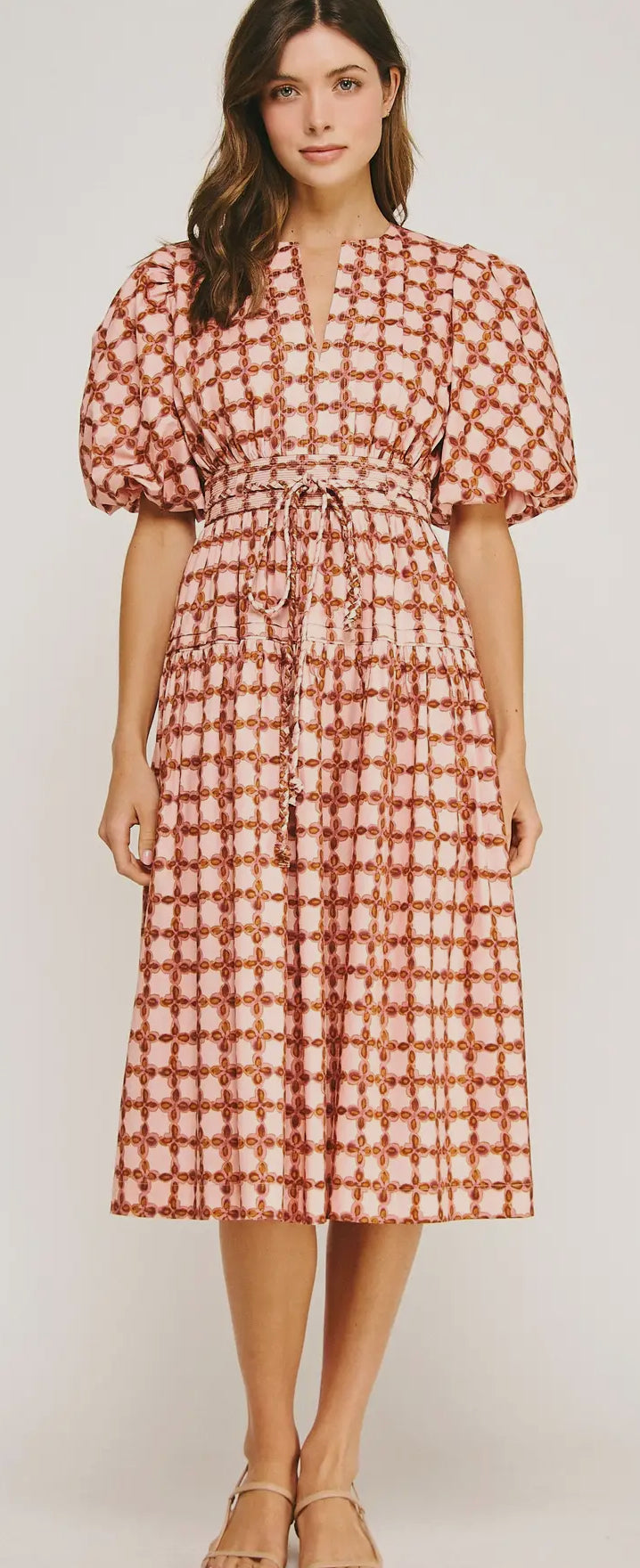 CHAINLINK CHECKERED PRINT POPLIN MIDI