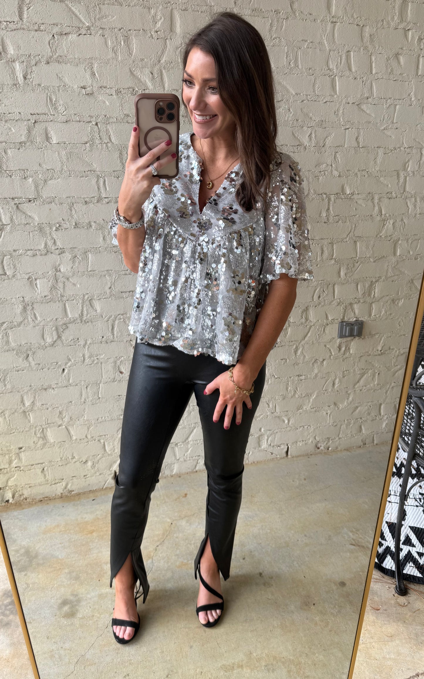 SILVER SEQUIN PARTY TOP