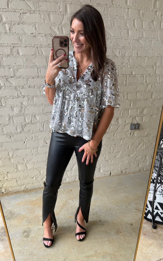 SILVER SEQUIN PARTY TOP