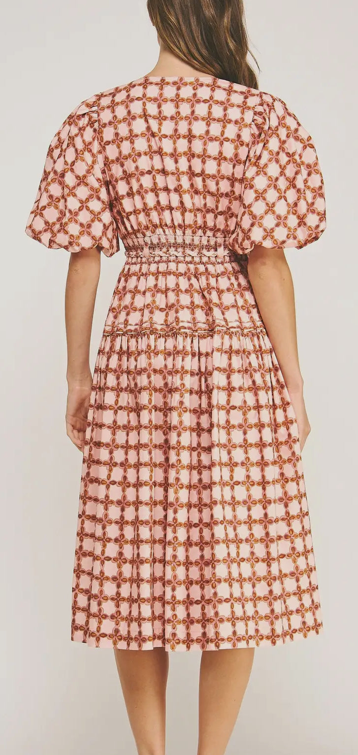 CHAINLINK CHECKERED PRINT POPLIN MIDI