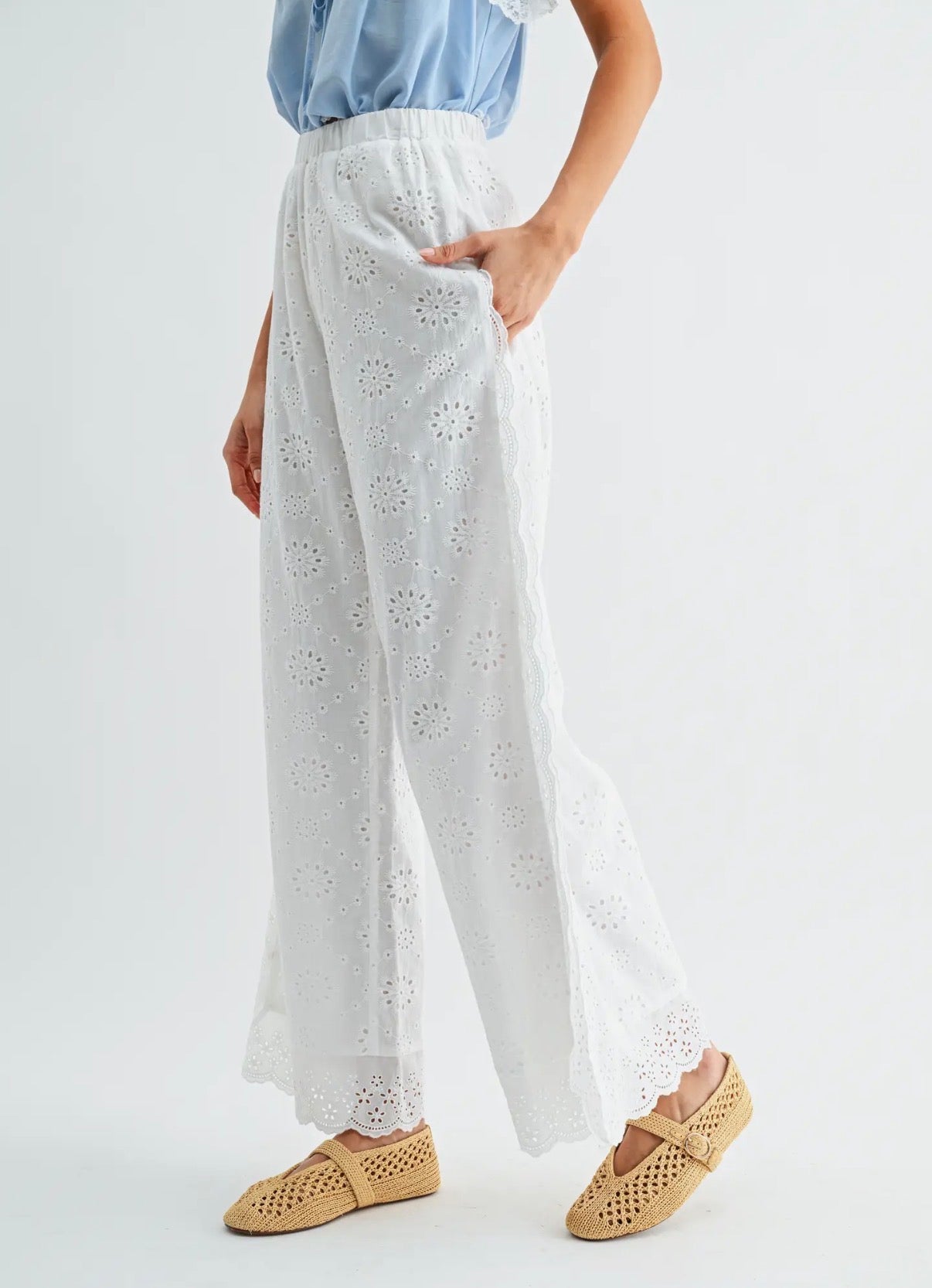 EYELET PANTS