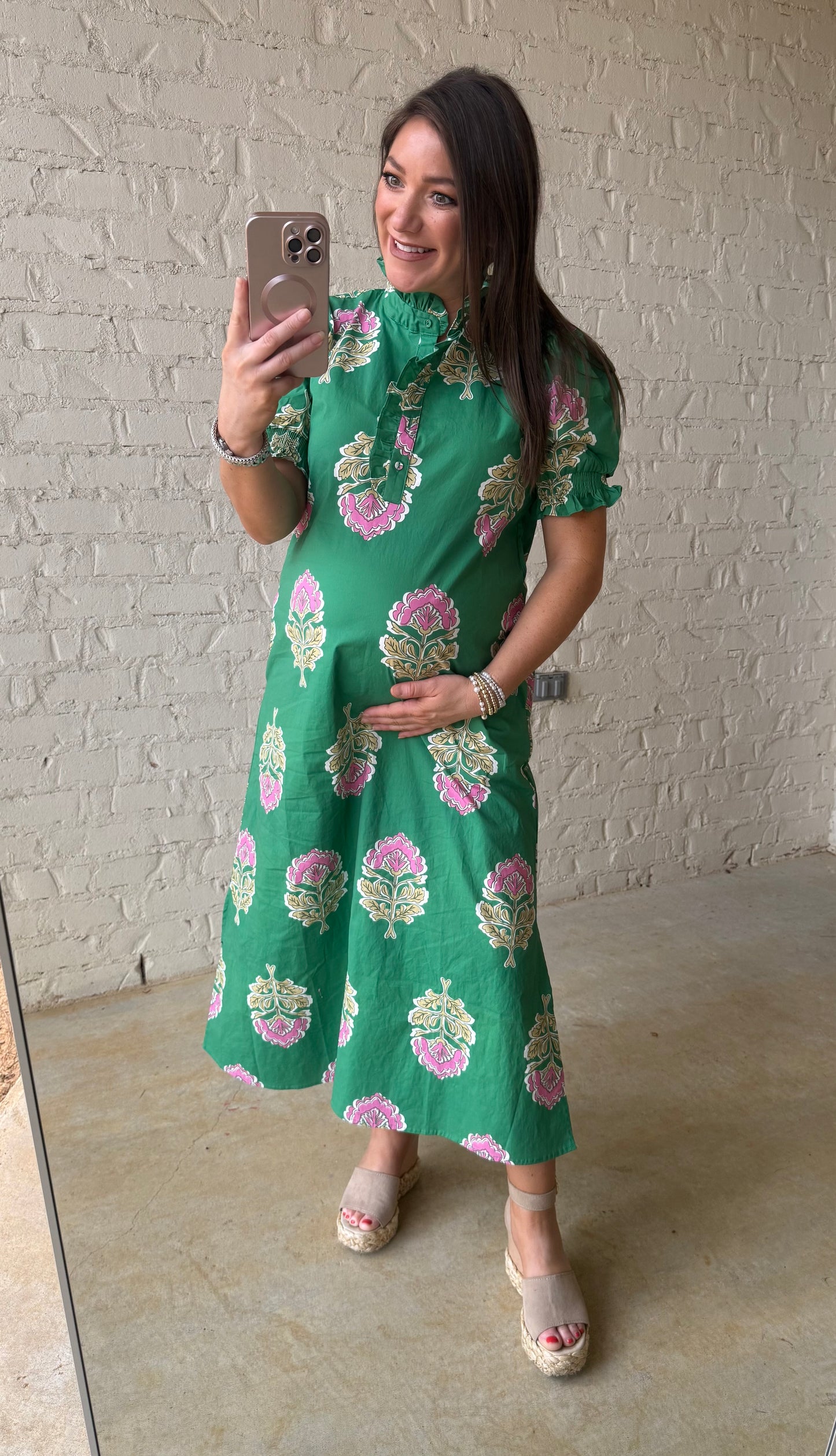 FLORAL PRINT RUFFLE COLLAR MIDI