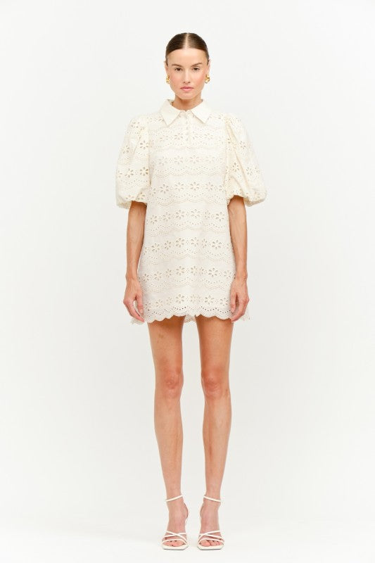 CARMINE EYELET DRESS