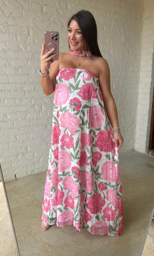 STRAPLESS FLORAL EVENT MAXI