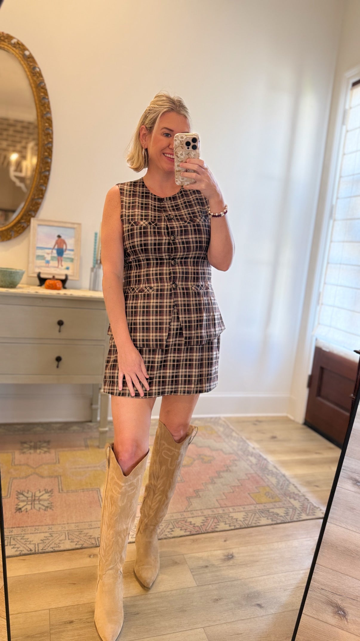 BUTTON-UP VEST & SUITED SKORT SET