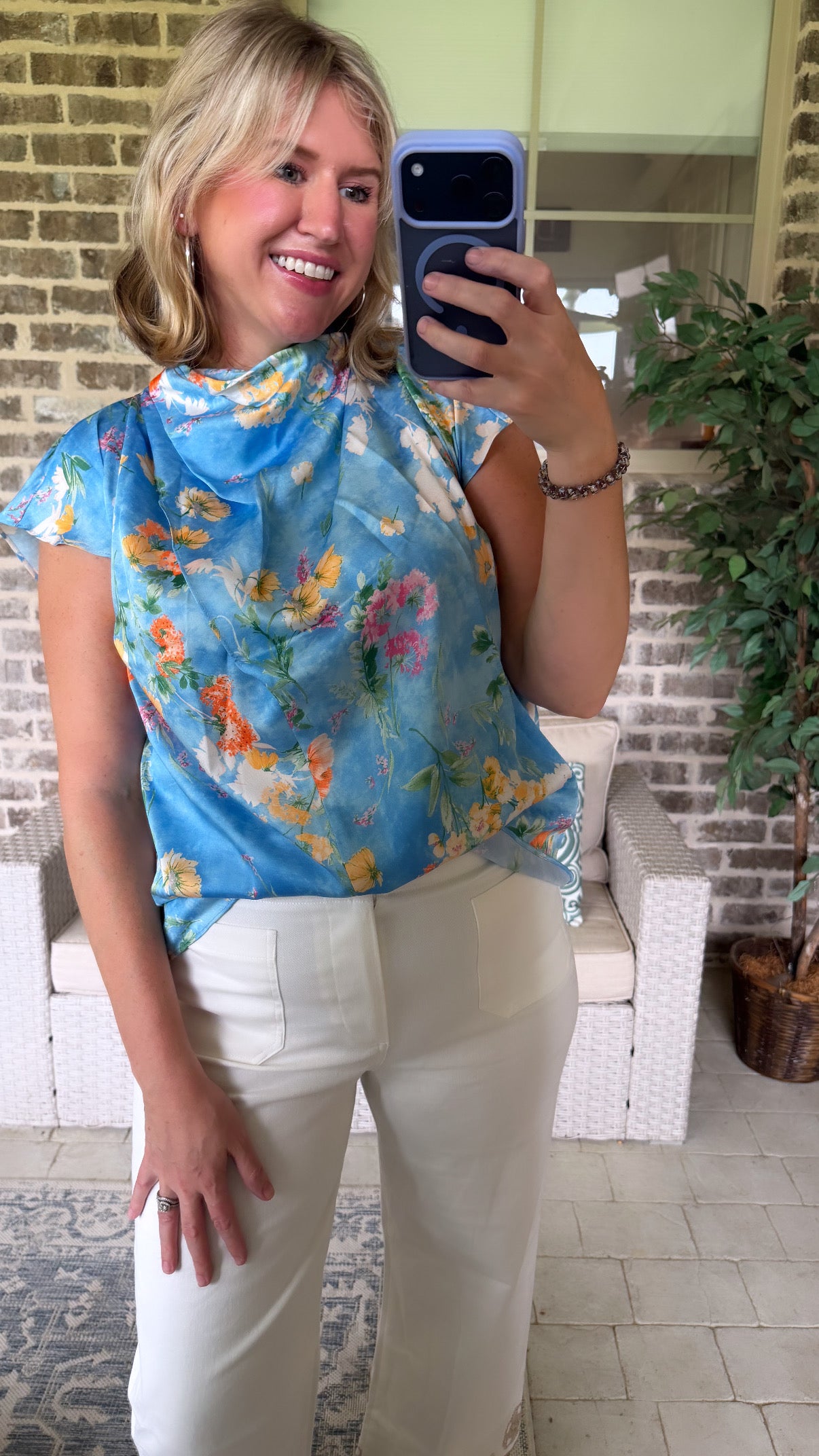 FLORAL SATIN TOP