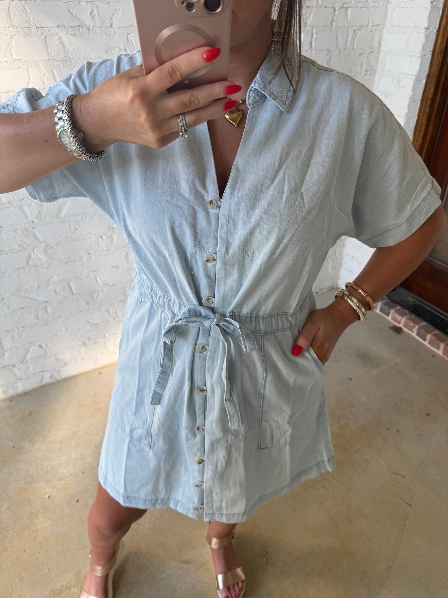 COLLARED LT DENIM MINI