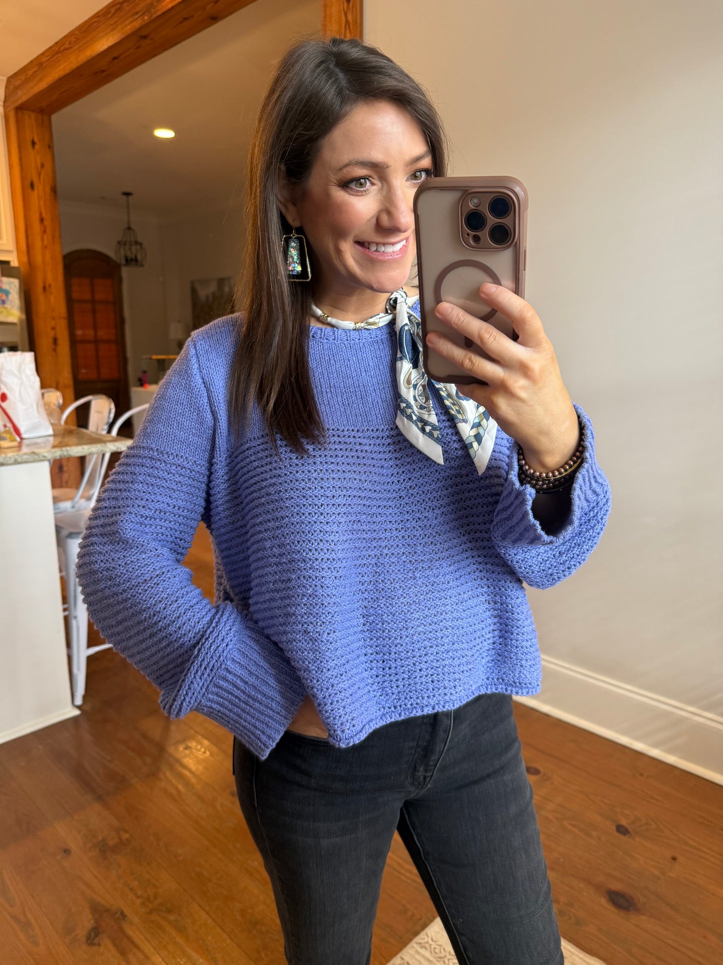 PERIWINKLE OPEN KNIT BELLE SWEATER