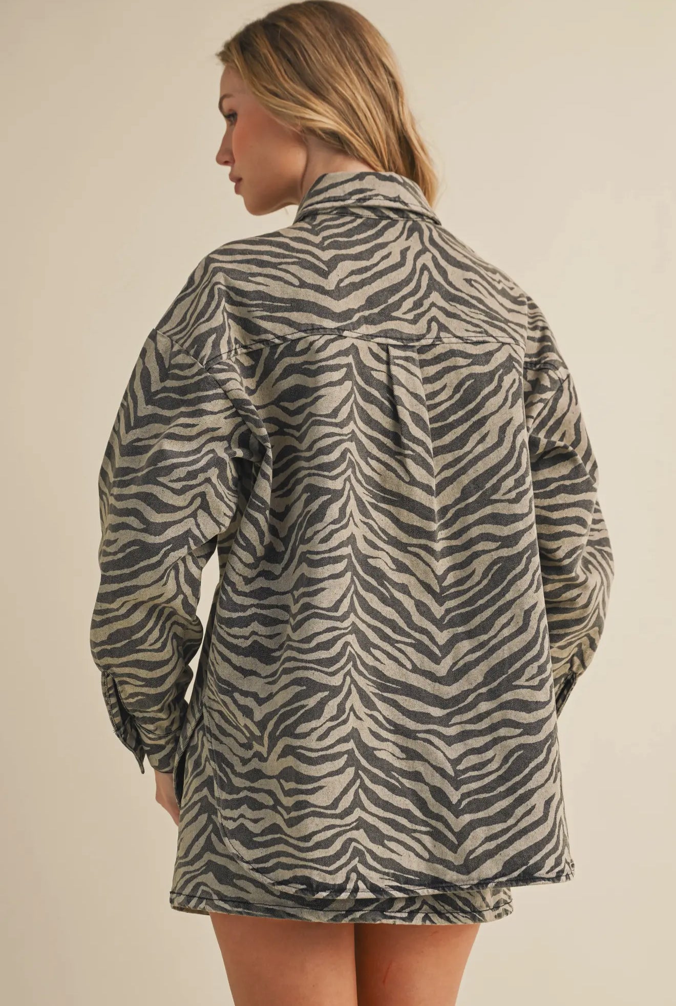 ZEBRA DENIM OVERSIZED SHIRT & MINI SKIRT